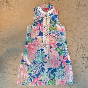 Lilly Pulitzer Multicolor Floral Print Dress with White Circle Trim size small
